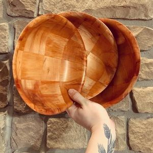 Set of 3 Vintage Woven Wood Bowls